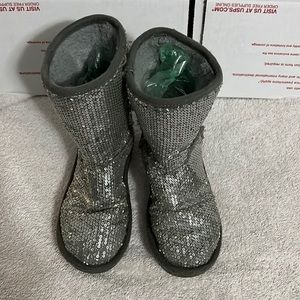 Sparkly Sketchers Toasty Toes Girls Sparkly Silver Sequins Boot